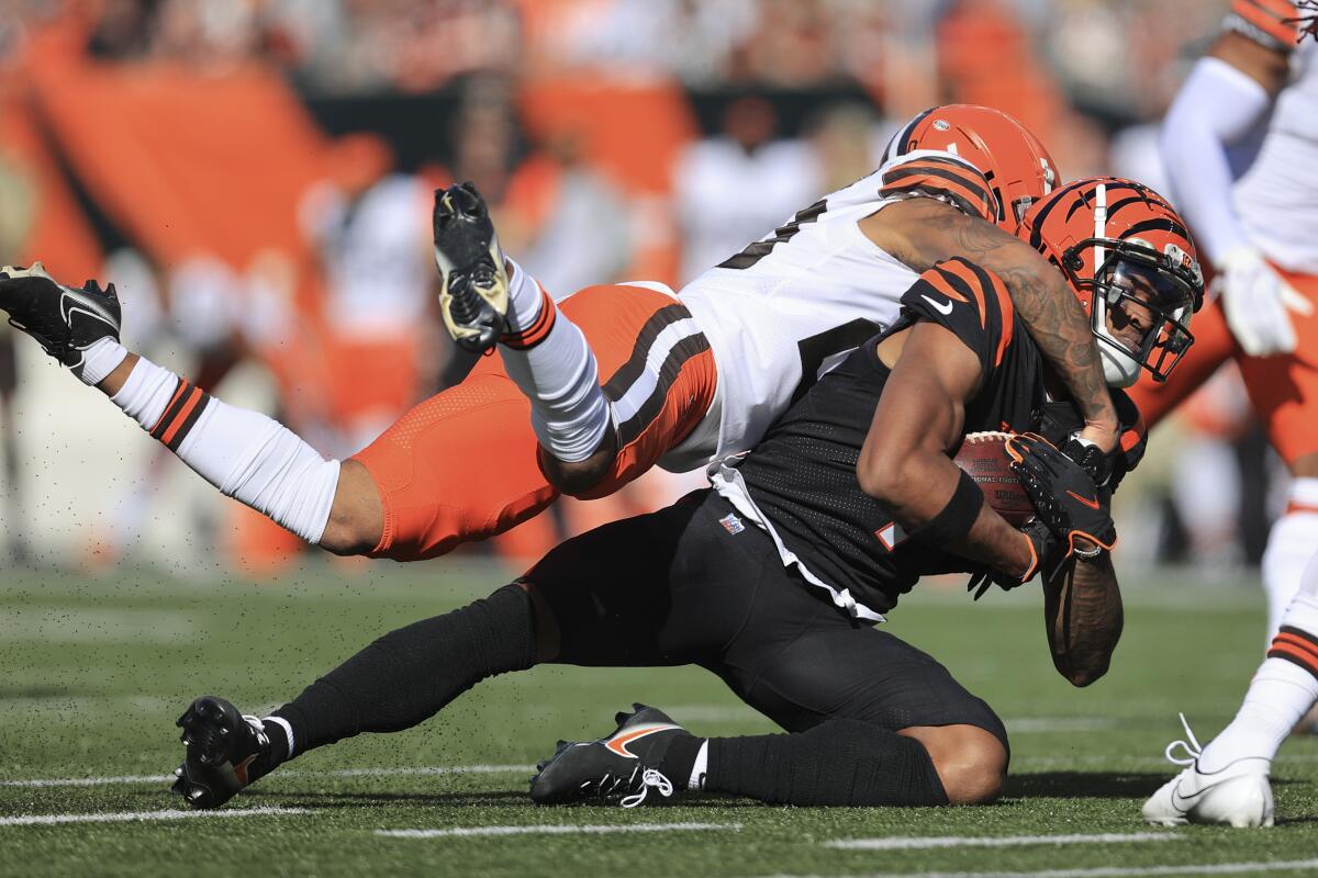 Browns DBs eager to catch up with Bengals chatty WR Chase - The San Diego  Union-Tribune