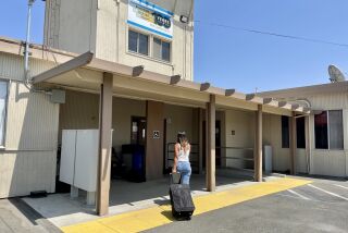Abigail Ochoa, 27, arrived with other passengers by private plane to the Brown Field Municipal Airport in Otay Mesa