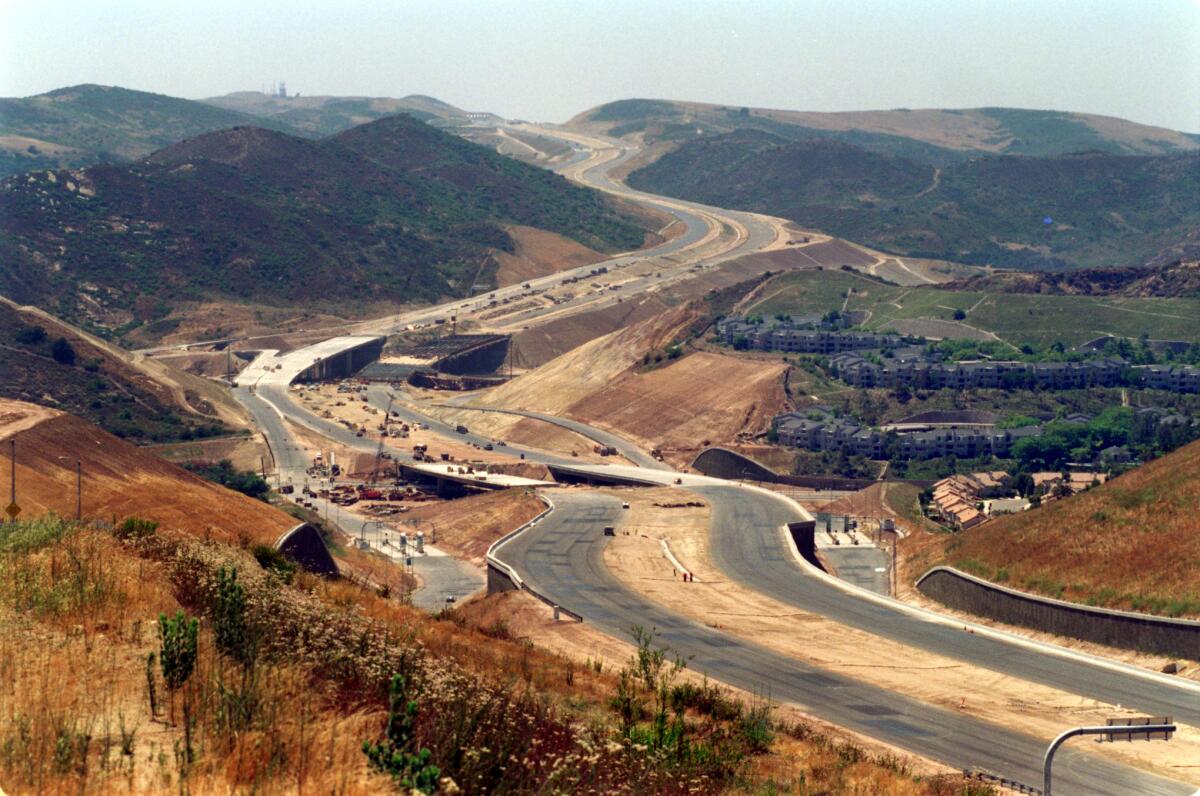 Construction on the south bound San Joaquin toll road from Laguna Canyon road to the 5 Freeway. 