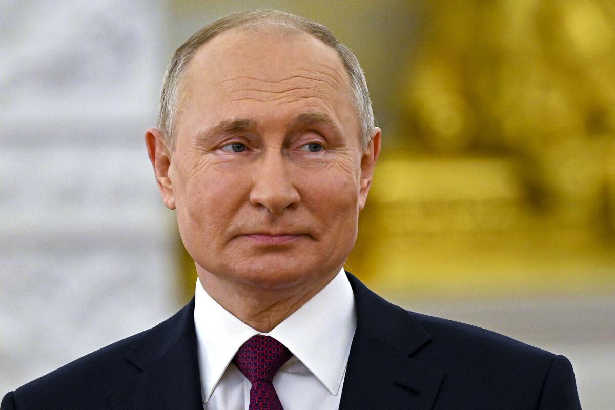 Russian President Vladimir Putin at the Kremlin in Moscow, Russia on Saturday. 