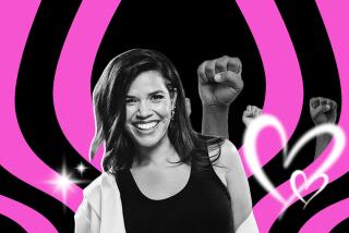 America Ferrera in front of fists.