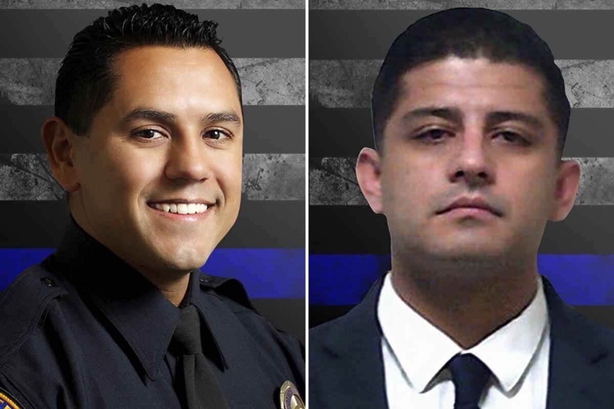 El Monte Police Cpl. Michael Paredes, left, and Officer Joseph Santana