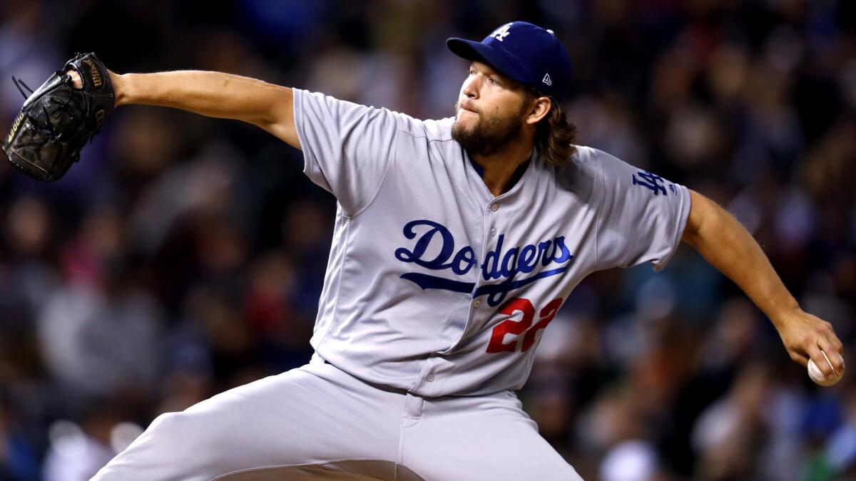 Dodgers ace Clayton Kershaw went four innings against the Rockies on Saturday in Denver.