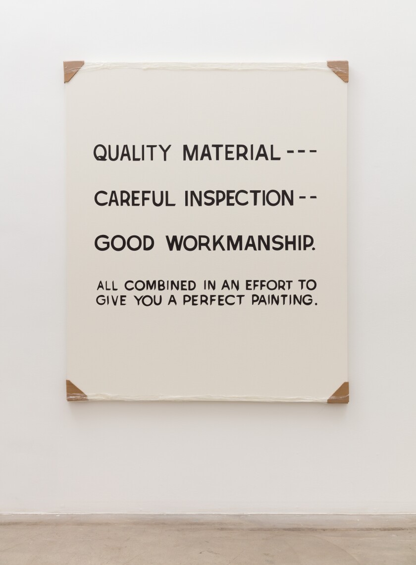 "Quality Material," wrapped, by Tammi Campbell, 2019. Acrylic on canvas, 67.75 inches by 56.5 inches.