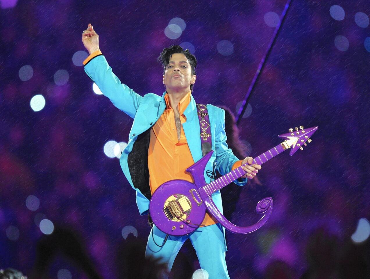 Prince, during his 2007 performance at the Super Bowl halftime show.