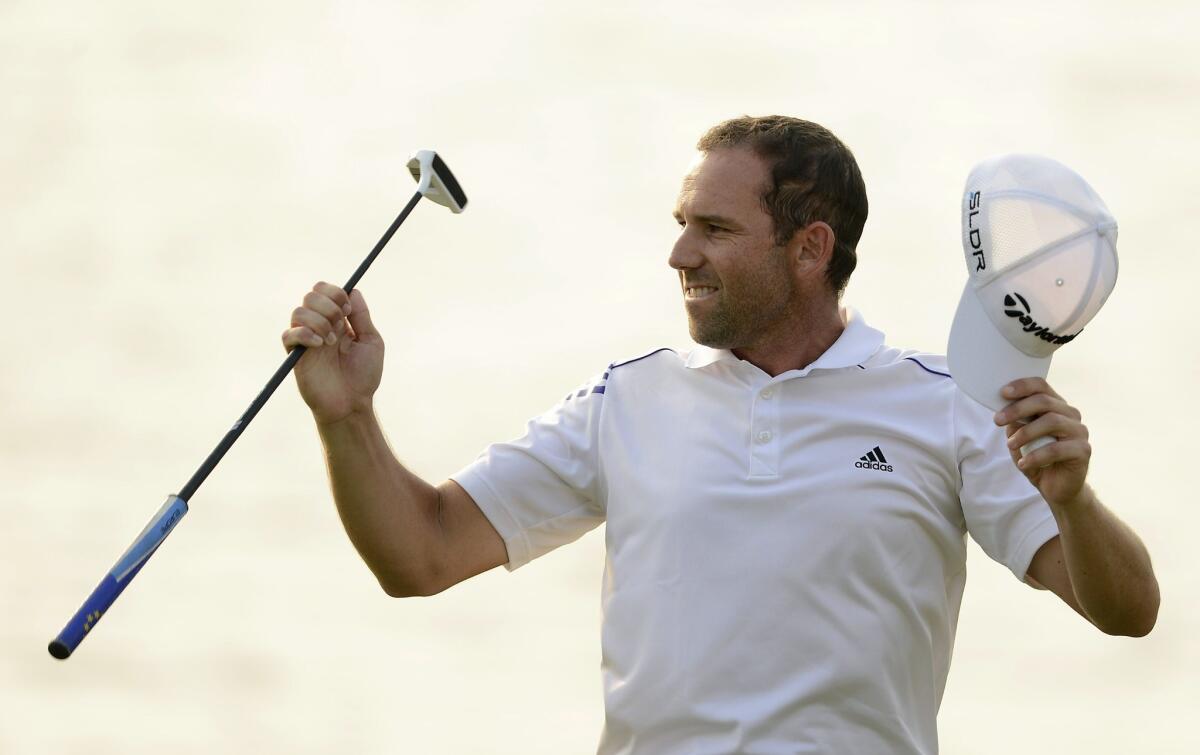 Sergio Garcia celebrates after winning the Thailand Golf Championship on Sunday.