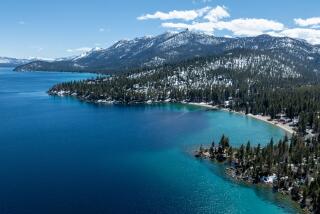 South Lake Tahoe, CA - April 18: Lake Tahoe will fill for the first time in many years on Thursday, April 18, 2024 in South Lake Tahoe, CA. (Brian van der Brug / Los Angeles Times)