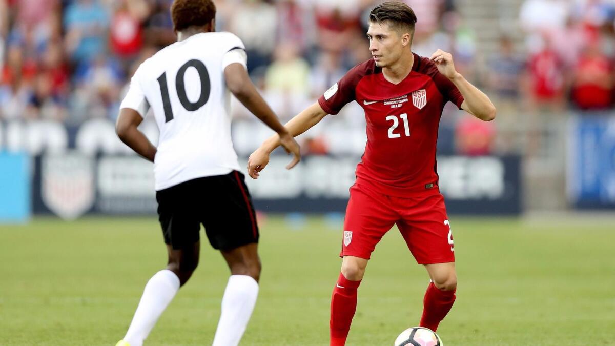 Jorge Villafana (21) plays for the U.S. National Team and also for Santos Laguna in Mexico. He says his family "will be cheering for both teams” when the U.S. plays Mexico in a World Cup qualifier.