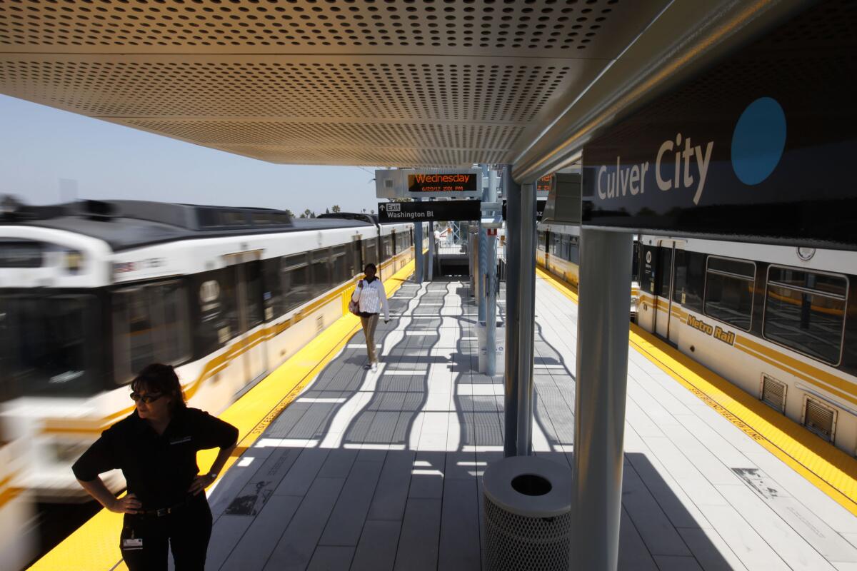 The Culver City station on the MTA's Expo light rail line.