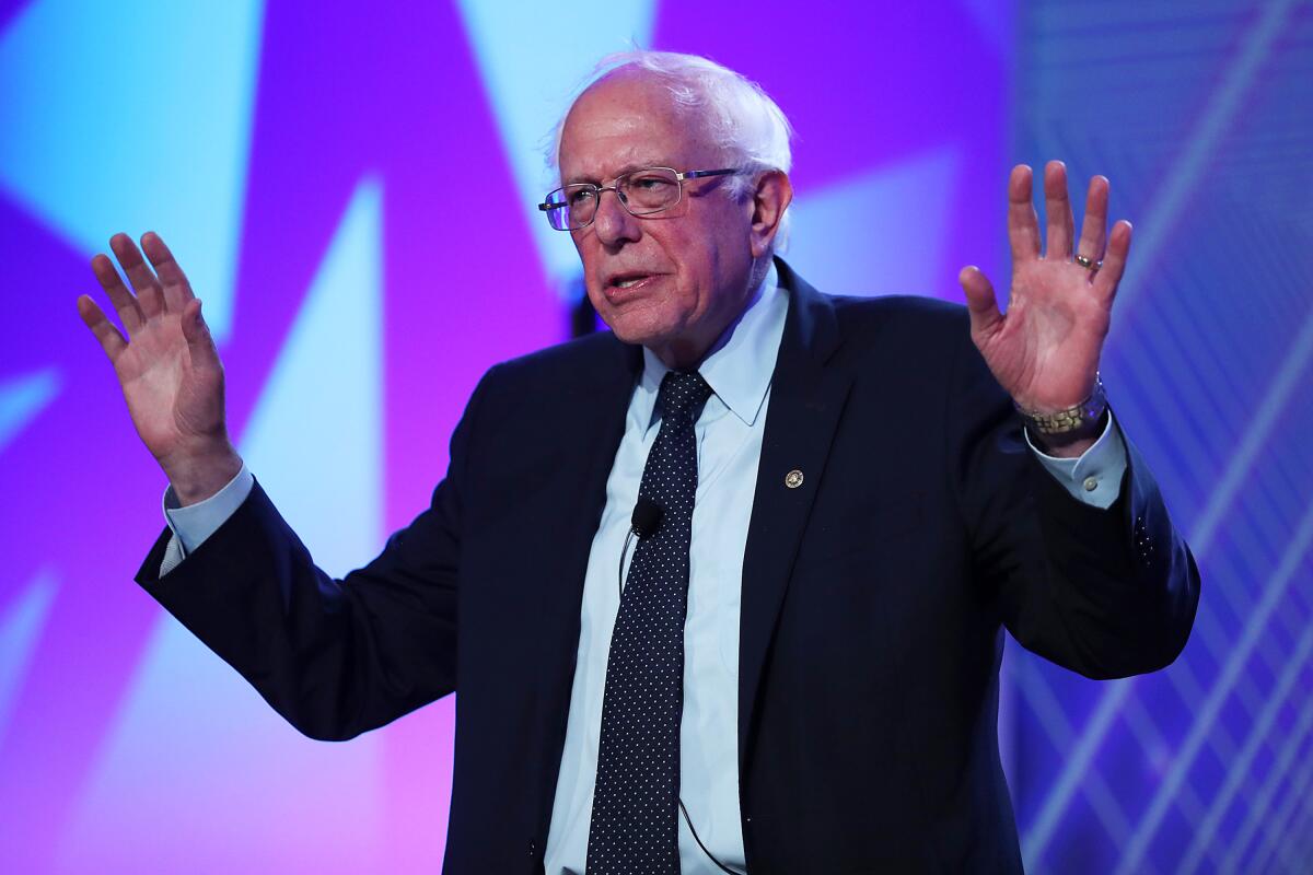 Sen. Bernie Sanders speaks during a presidential candidates forum