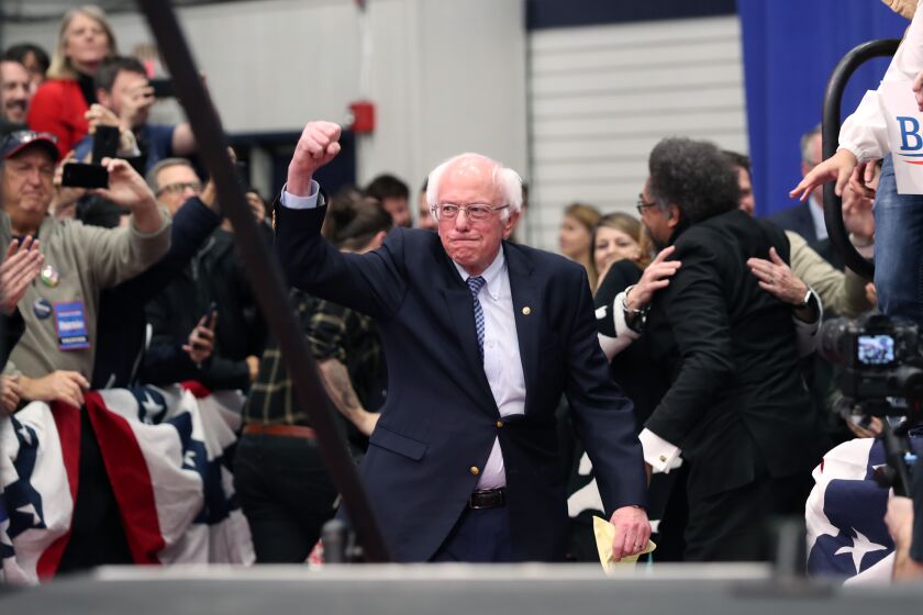 MANCHESTER, NEW HAMPSHIRE - FEBRUARY 11: Democratic presidential candidate Sen. Bernie Sanders (I-VT) takes the stage during a primary night event on February 11, 2020 in Manchester, New Hampshire. New Hampshire voters cast their ballots today in the first-in-the-nation presidential primary. (Photo by Joe Raedle/Getty Images)