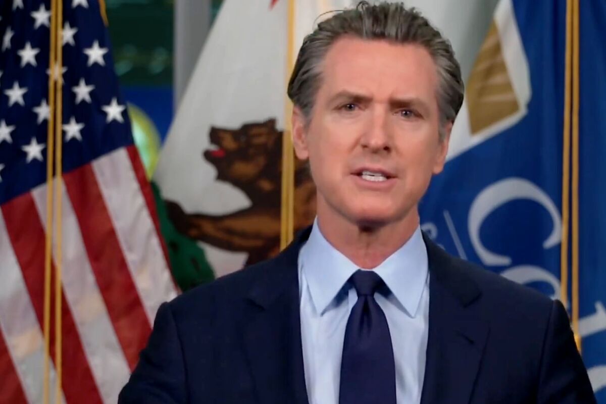 Gov. Gavin Newsom at a press conference