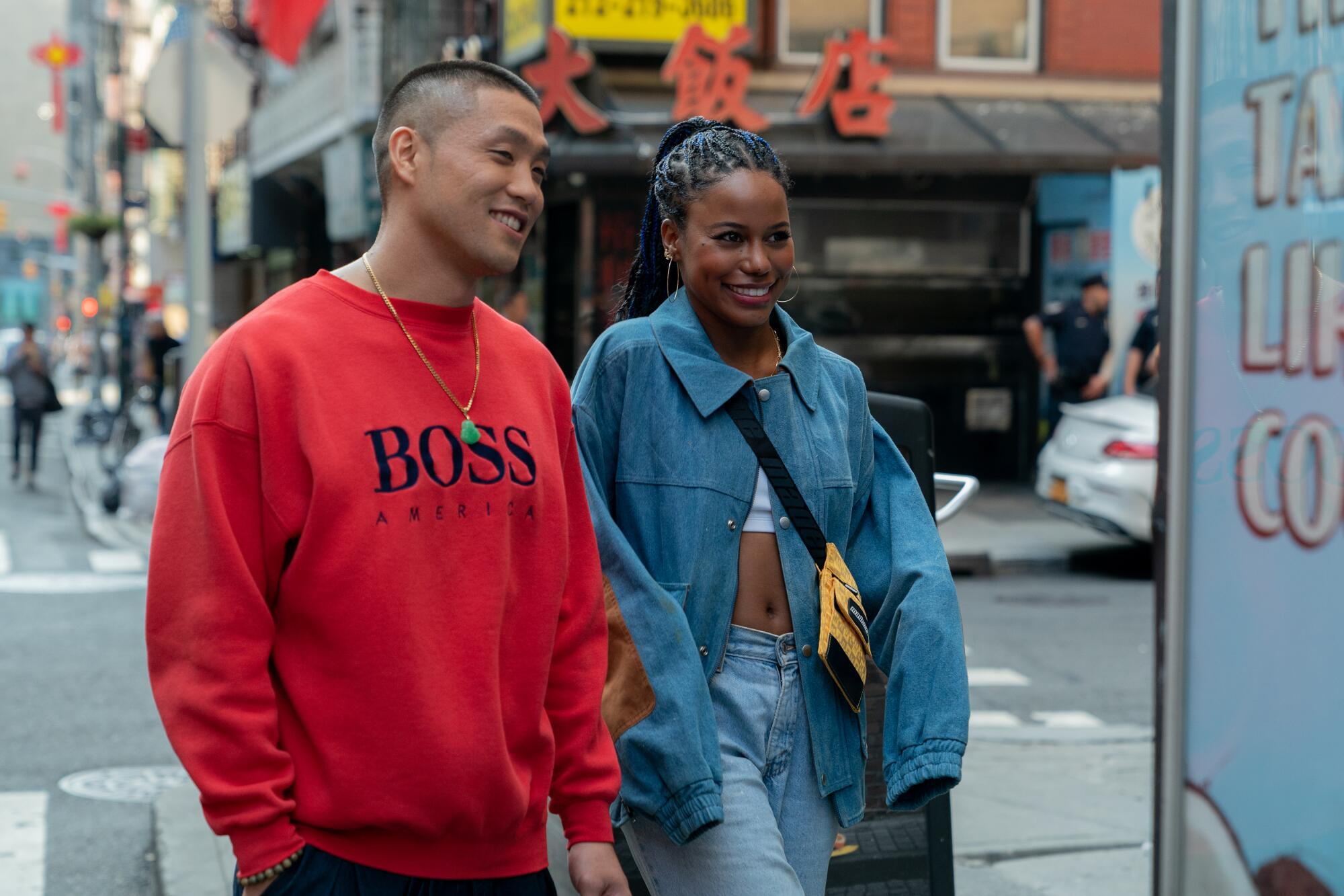 Taylor Takahashi and Taylour Paige stand on a New York street corner.