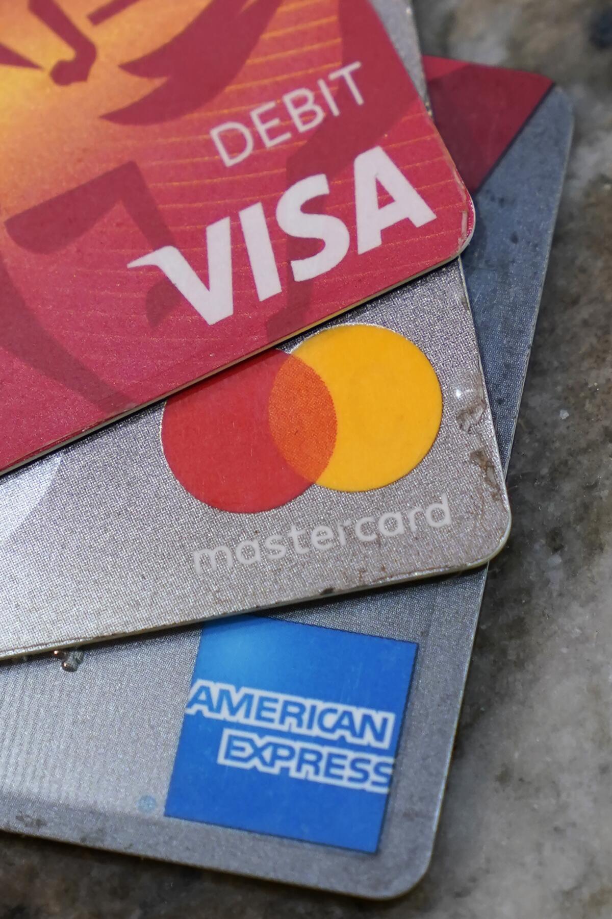 American Express, Visa and Mastercard cards.