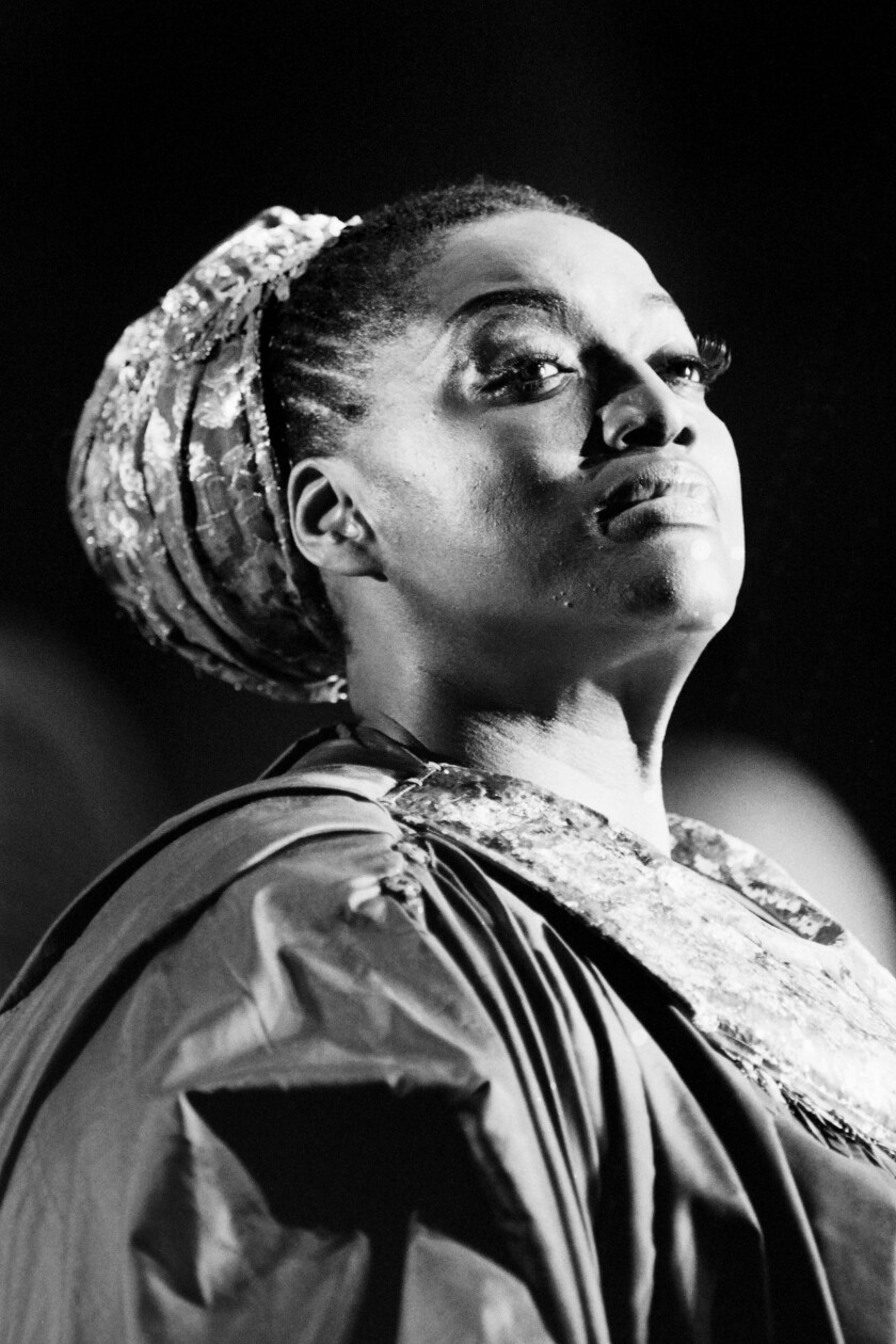 Jessye Norman photographed performing in Purcell’s “Dido and Aneas” at Opera Comique in Paris in 1984.