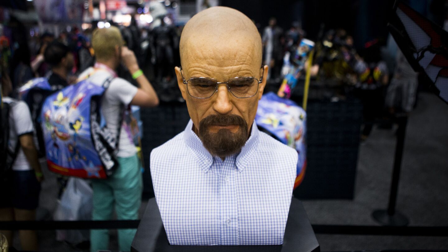 A life-size bust of "Breaking Bad" character Walter White during the first day of Comic-Con 2016.