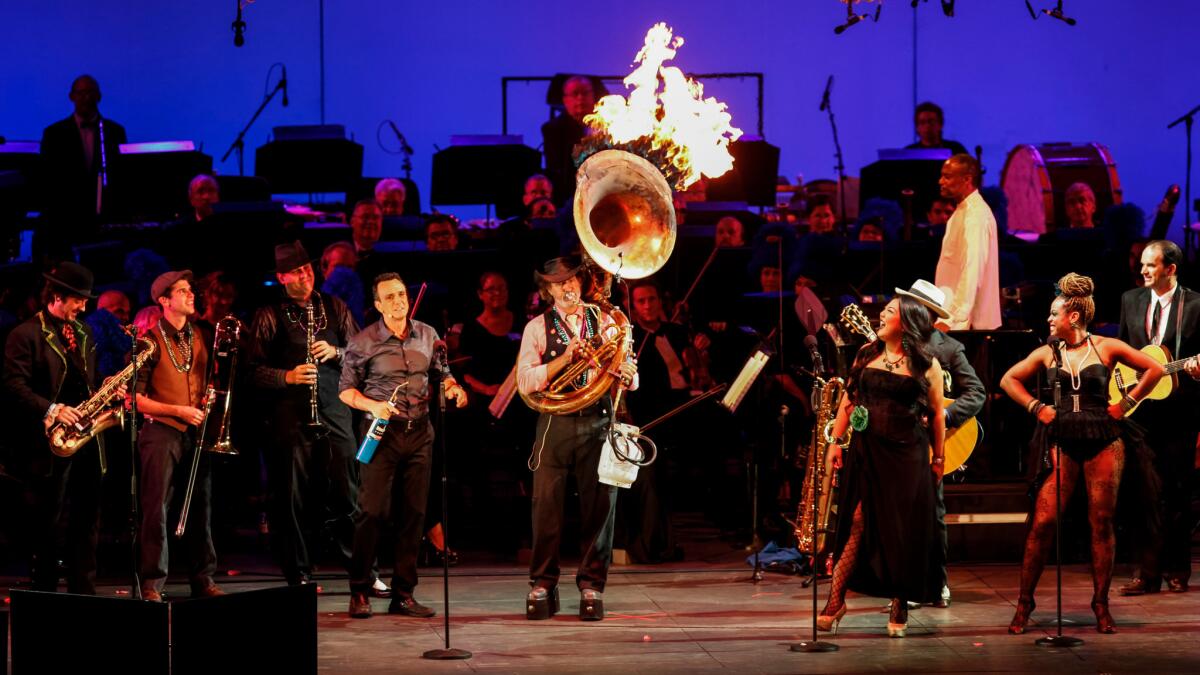 The music-theater collective Vaud & the Villains will appear Friday, Aug. 19, at the John Anson Ford Amphitheatre in Los Angeles.