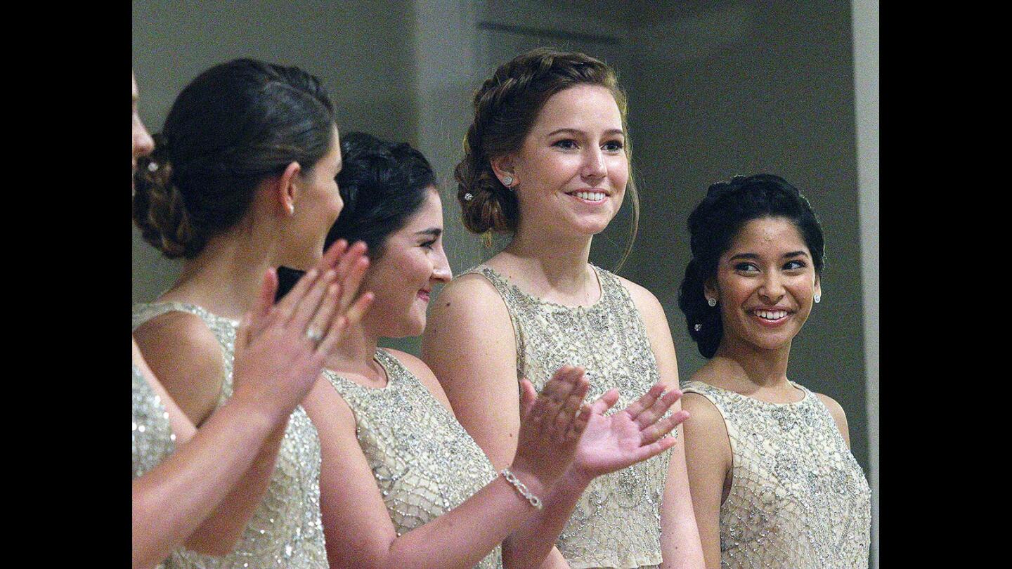 Katy Paynter, the moment her name is announced as the 2016 Miss La Cañada Flintridge at the LCF Chamber of Commerce and Community Association's 104th Installation and Awards Gala at the La Cañada Flintridge Country Club on Thursday, Jan. 28, 2016.