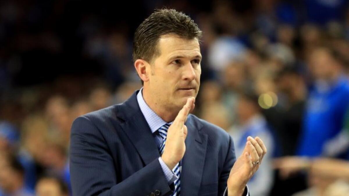 UCLA Coach Steve Alford reacts during the second half of a game against USC on Feb. 18.