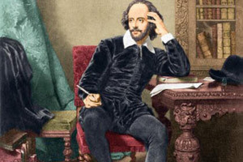 English dramatist and poet William Shakespeare (1564 - 1616) ponders his next work.