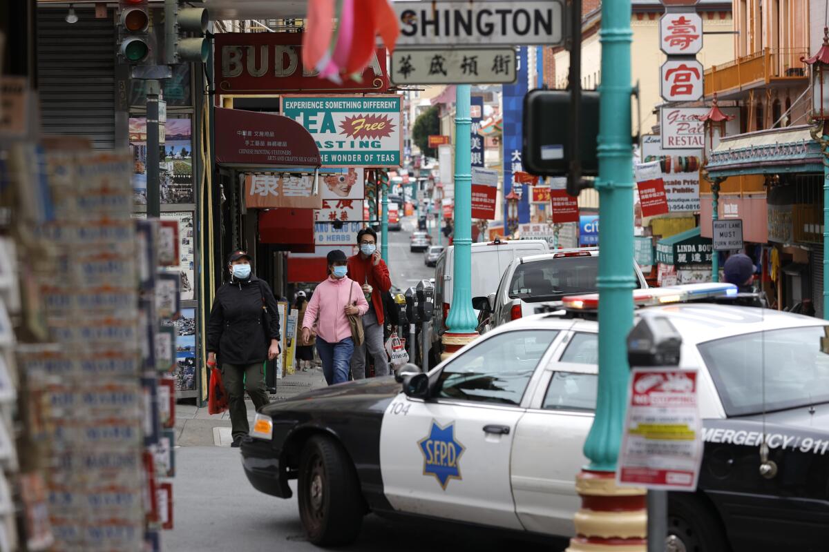 A San Francisco police car in Chinatown