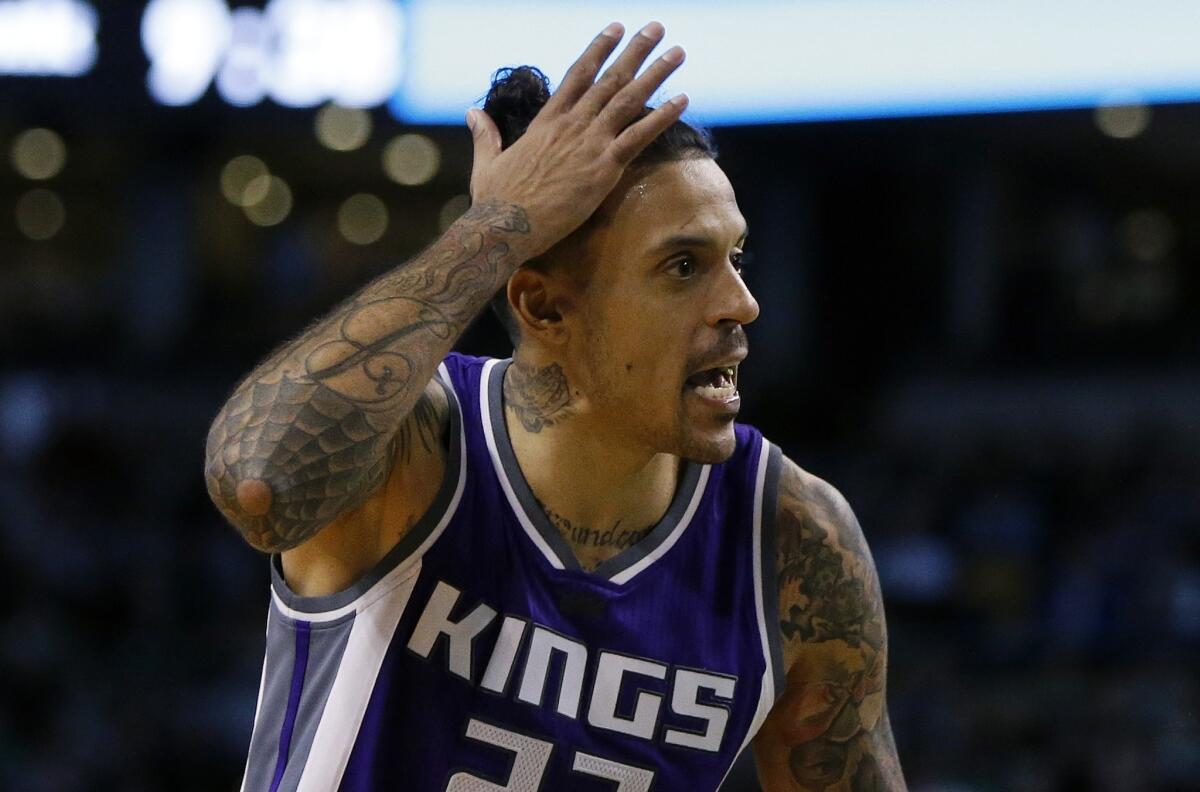 Sacramento's Matt Barnes disagrees with a call during a game against Boston on Dec. 2.
