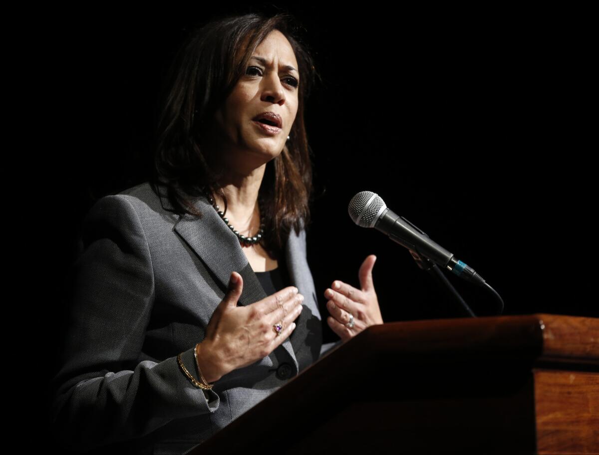 Kamala Harris, California’s attorney general. Her department is investigating an employee who was convicted of unlawfully using one of the department's badges to pose as a deputy attorney general.