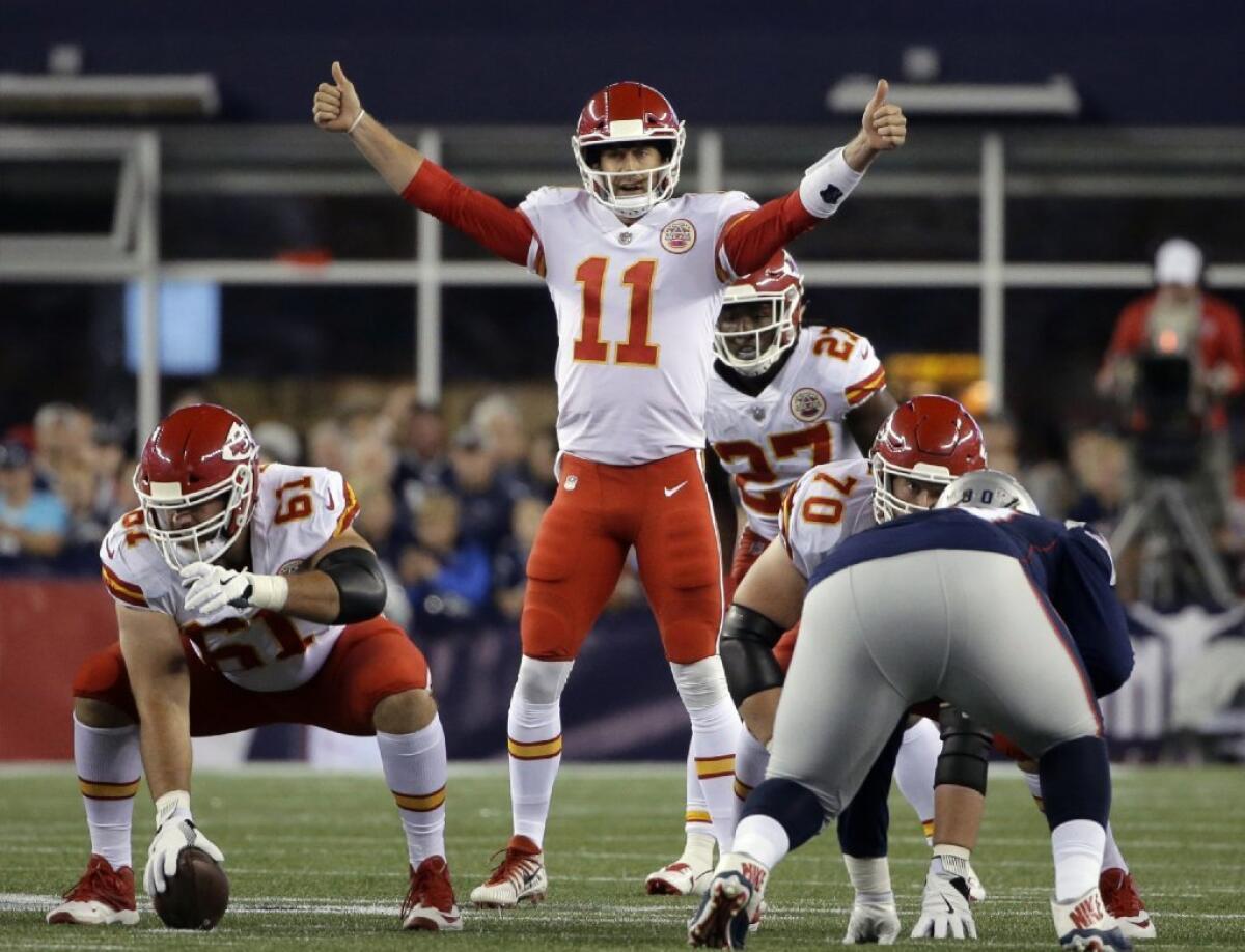 Chiefs quarterback Alex Smith outplayed Patriots quarterback Tom Brady in Week 1. Will that continue into Week 2?