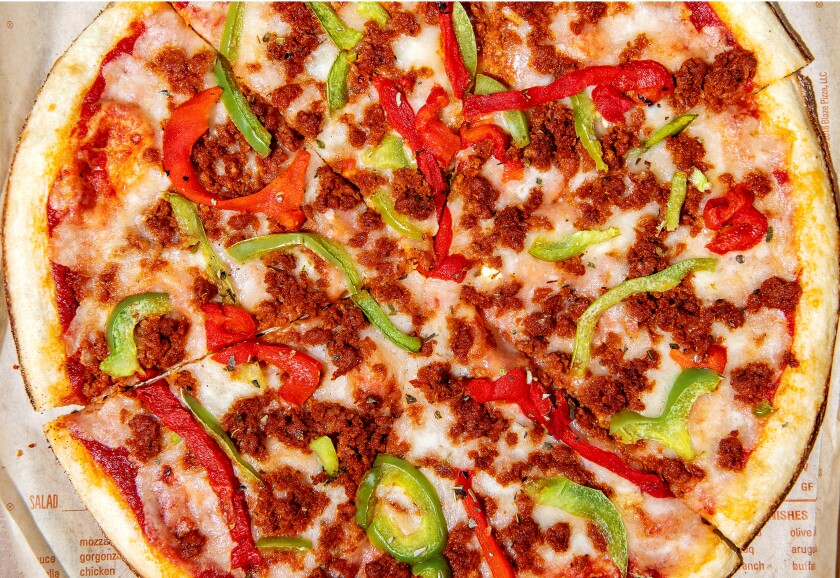 Vegan pizza with chorizo ​​from Blaze Pizza.