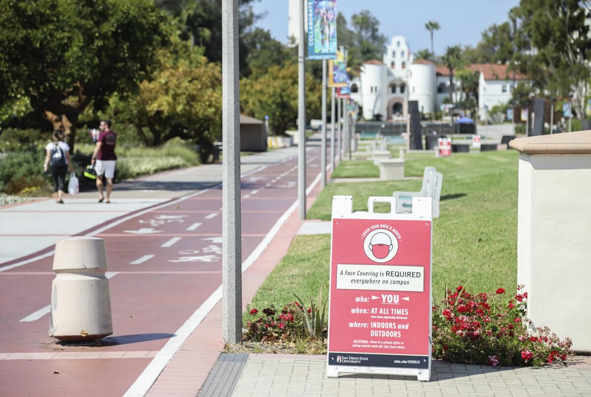 Signage for mask wearing at SDSU