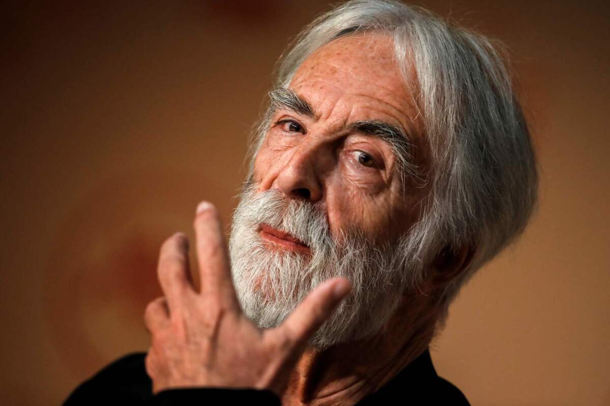 Director Michael Haneke during a press conference at the Cannes Film Festival.