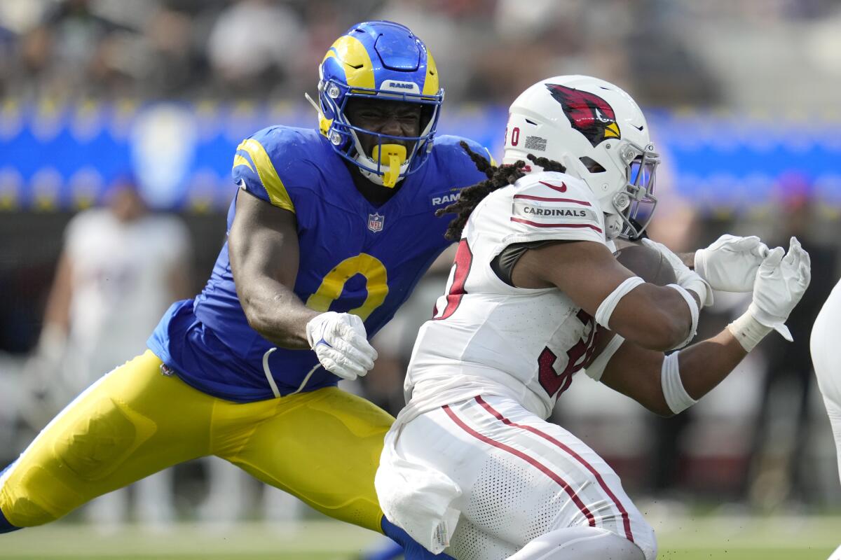 Rams linebacker Byron Young in action against the Arizona Cardinals