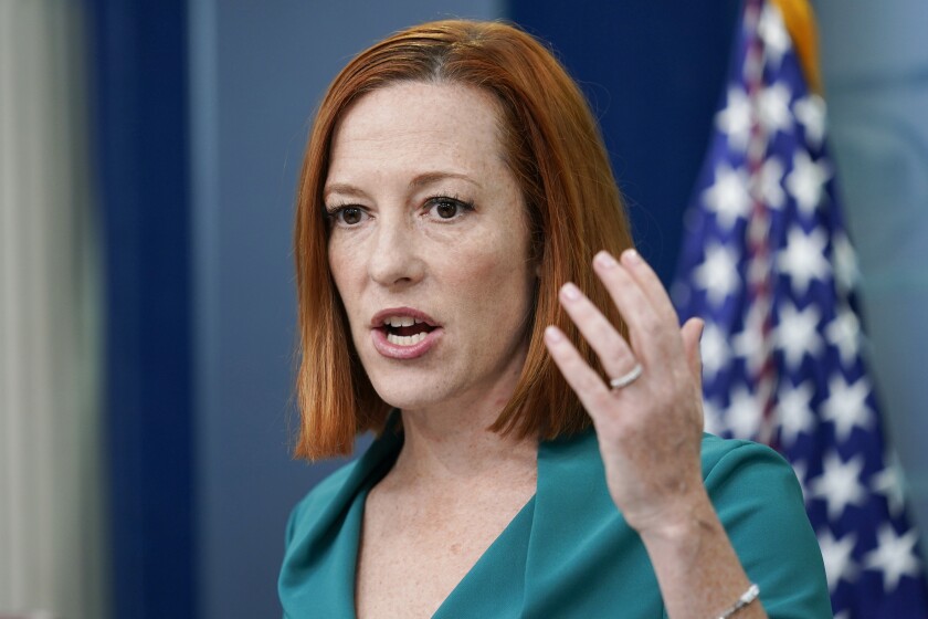 White House press secretary Jen Psaki speaks during a press briefing at the White House, Friday, March 4, 2022. (AP Photo/Carolyn Kaster)