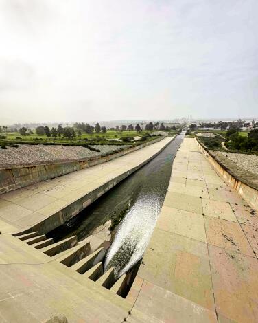 A photograph of Hansen Dam for Inland Water Walks.