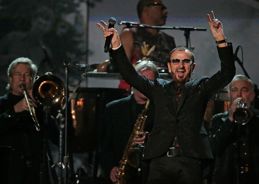 Ringo Starr performs at the 56th Annual Grammy Awards on Sunday, January 26, 2014.