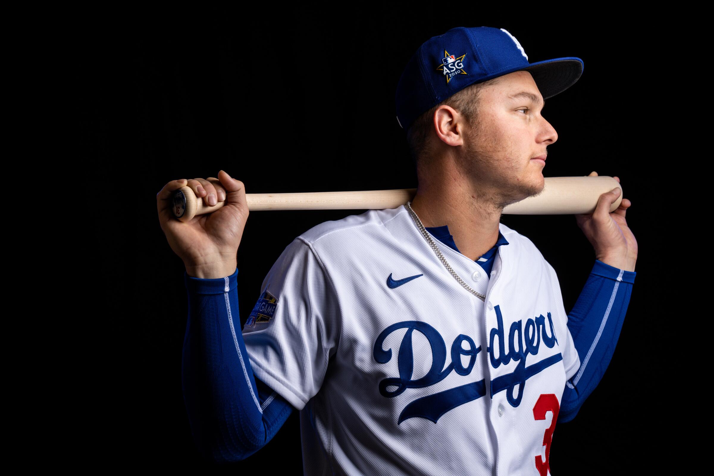 Dodgers outfielder Joc Pederson poses for a portrait.