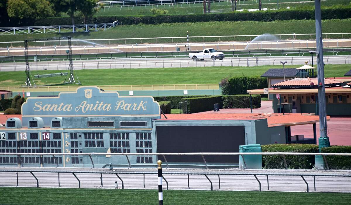 The track at Santa Anita is seen on June 10.