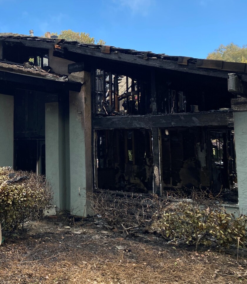 Fire destroyed a home in the 2500 block of Caminito La Paz in La Jolla on Aug. 10. 