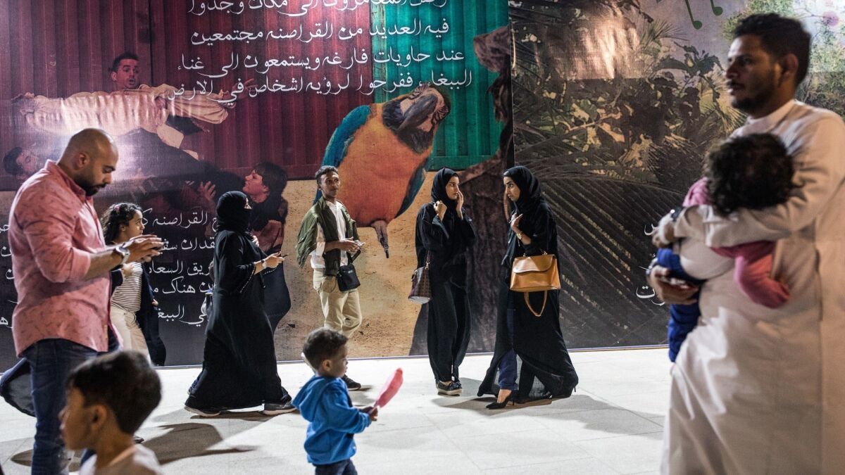 Visitors at a pirate-themed street festival in Jidda, Saudi Arabia, dubbed Land of O'hara.