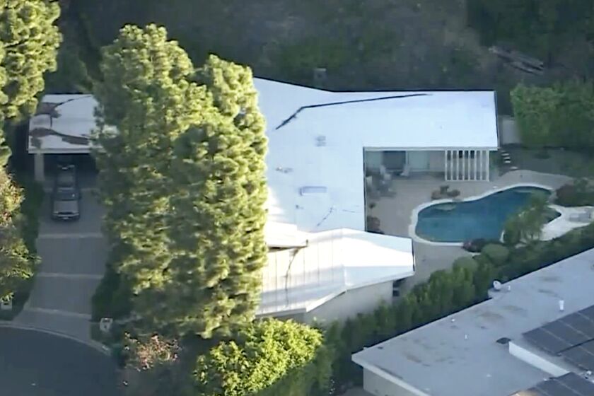 Aerial view of the Beverly Hills home of music producer Clarence and Jacqueline Avant. Jacqueline Avant was reportedly shot and killed during a home invasion early Wednesday morning, Dec. 1, 2021.