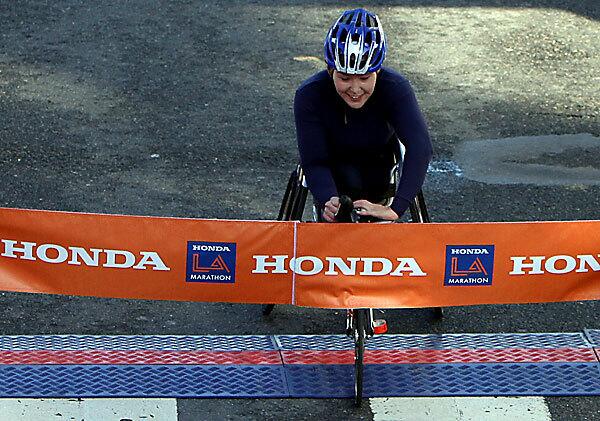 First female wheelchair finisher