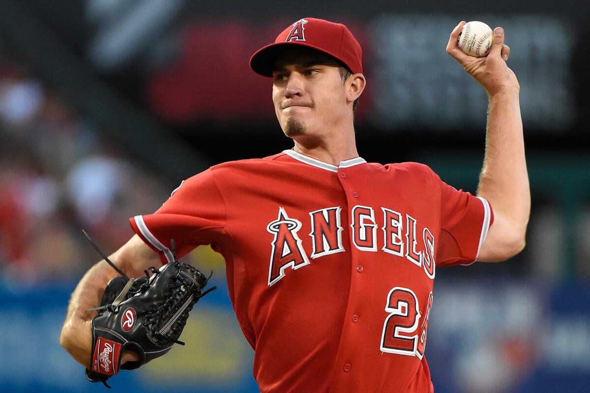 Andrew Heaney pitches for the Angels against the New York Yankees on June 30.