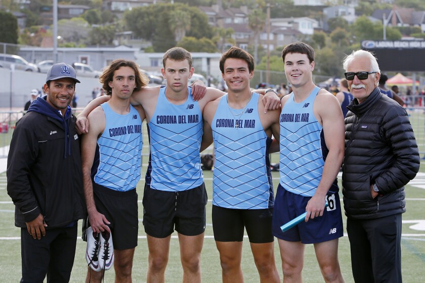 From left, coach Kayvan Aminzadeh, Tanner Touchard, Cooper Hoch, David Rasor, Jason Plumb and head coach Bill Sumner.