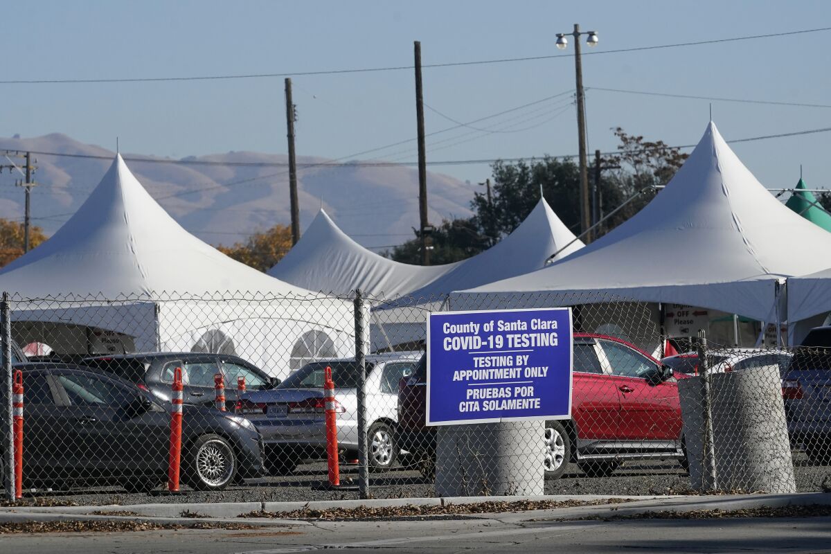 A coronavirus testing site in Santa Clara County