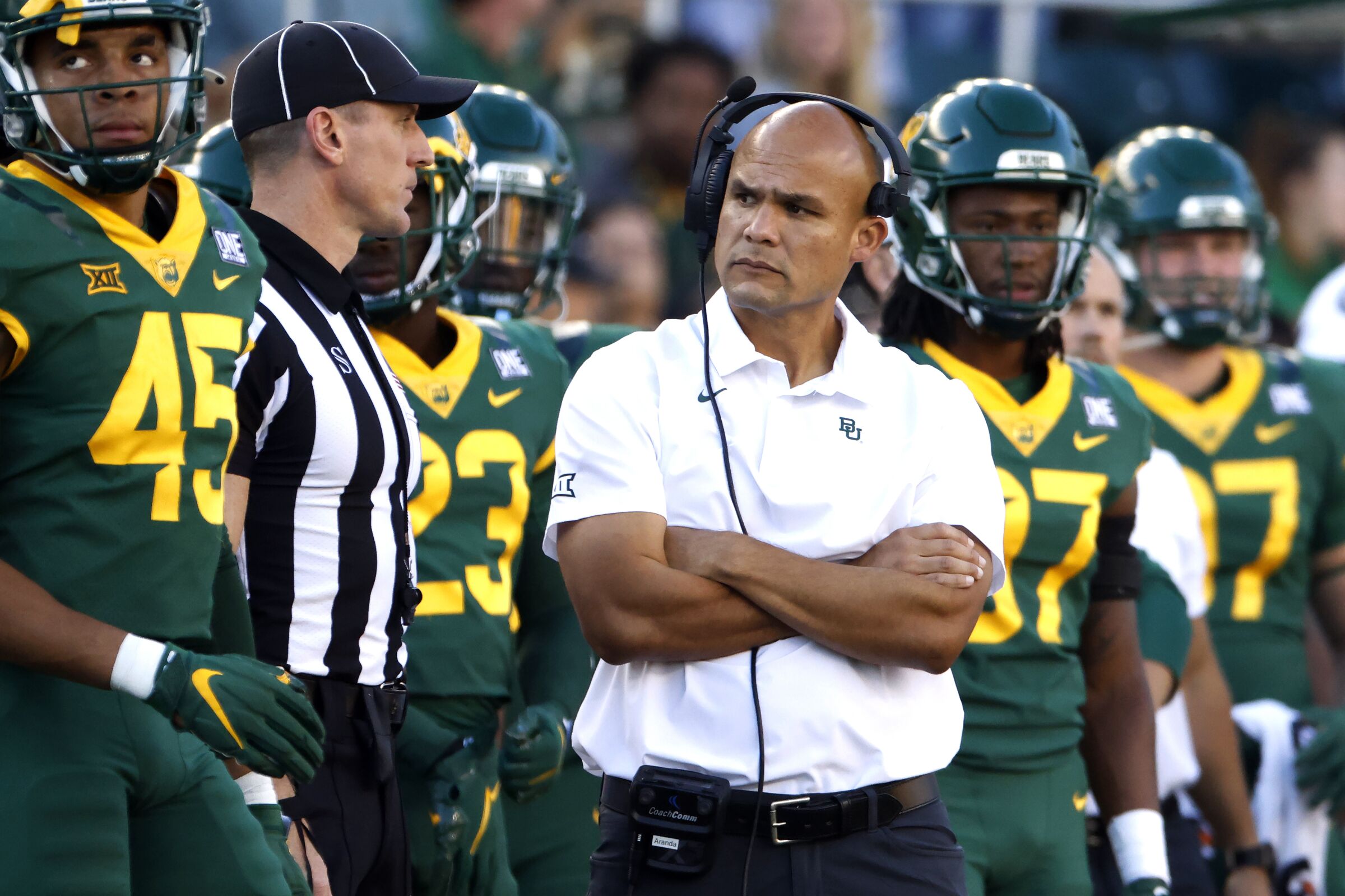 Baylor coach Dave Aranda looks on from the sideline during a win over BYU on Oct. 16.