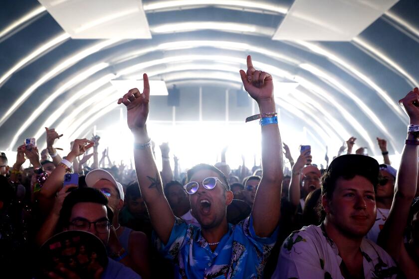 INDIO-CA-APRIL 17, 2022: Fans watch Kim Petras perform at Coachella 2022 Weekend 1 on Sunday, April 17, 2022. (Christina House / Los Angeles Times)