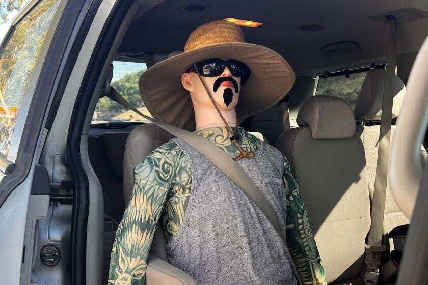 California Highway Patrol stopped a man in Marin County Wednesday for driving in the carpool lane with a mannequin as his passenger.