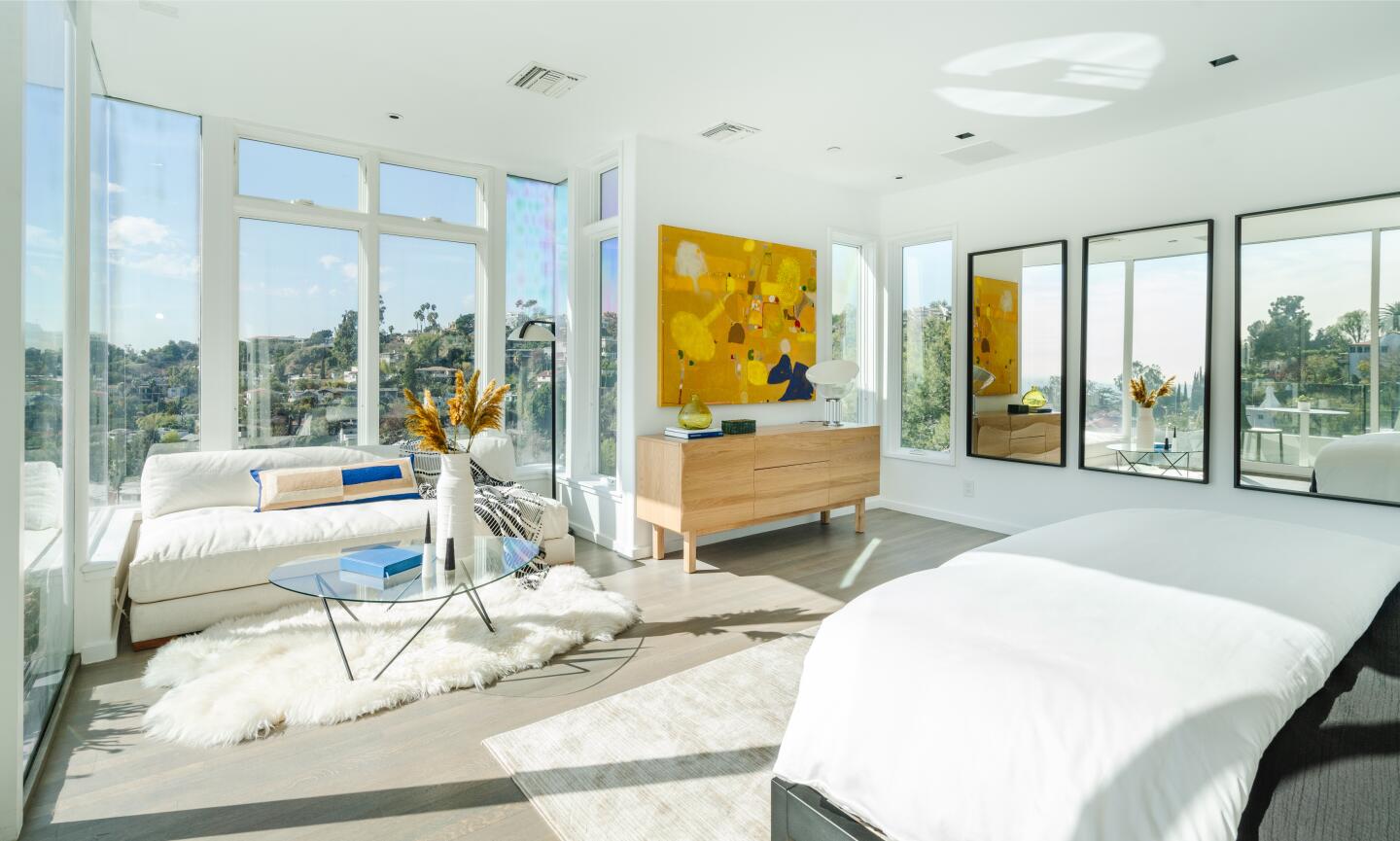 The penthouse bedroom.