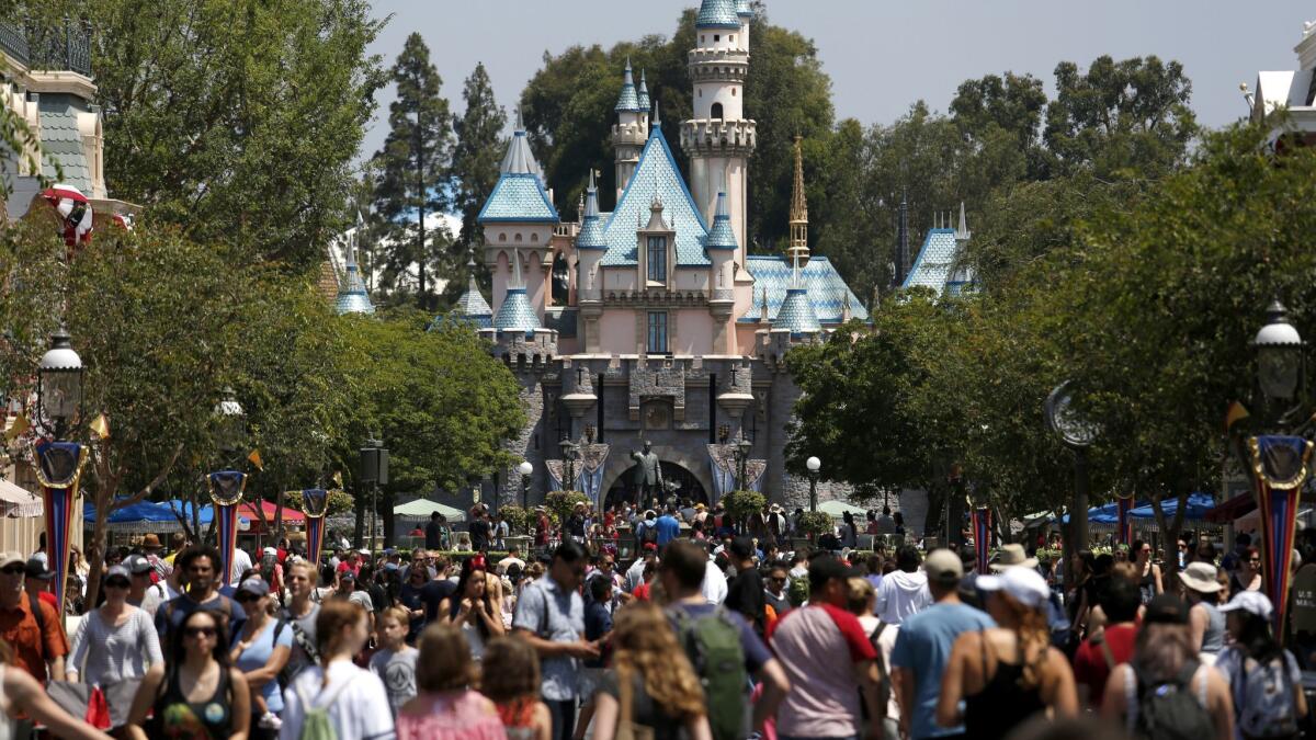 State officials have concluded that Disneyland failed to adequately clean cooling towers, leading to an outbreak of Legionnaires' disease in 2017. Above, Sleeping Beauty Castle and Main Street.
