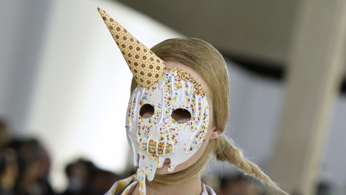 A creepy mask from the Thom Browne spring and summer 2019 runway show may have put us off ice cream cones for good.